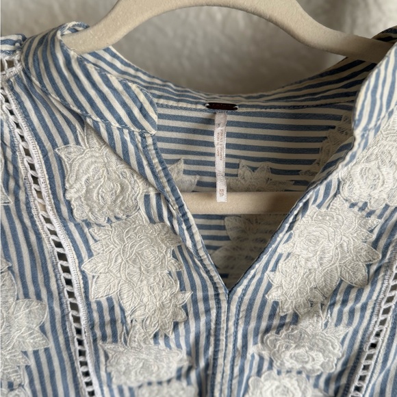 Free People Blue and White Striped Crop Top - Picture 4 of 5